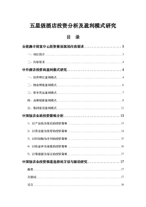 五星级酒店投资分析及盈利模式研究