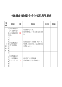 一级城市轨道交通运输企业安全生产标准化考评实施细则