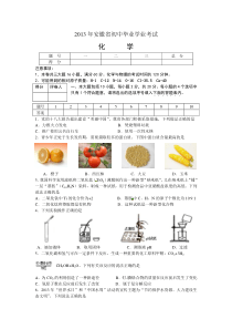 2013年安徽省中考化学试题及答案