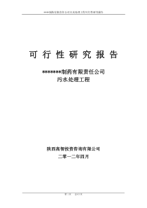 制药企业污水处理可行性研究报告