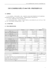 力生制药：XXXX年第三季度报告全文