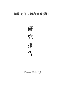 关于兴建滨湖商务大酒店建设项目的可行性研究报告