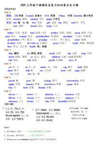 新版人教版pep小学英语三年级下册期末总复习知识点归纳 2