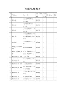 项目重大风险清单