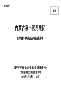 北京盛勤-内蒙古惠丰医药集团管理体系咨询建议书