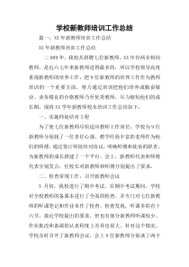 学校新教师培训工作总结