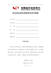 流动资金贷款调查报告参考模板