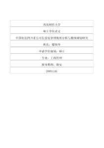 中国电信四川省公司信息化管理现状分析与整体规划研究