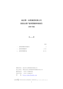 南京第一农药集团有限公司拟投出资产盈利预测审核报告