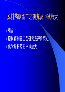 原料药制备工艺研究及中试放大