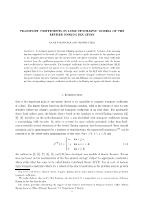 Transport coefficients of some stochastic models o