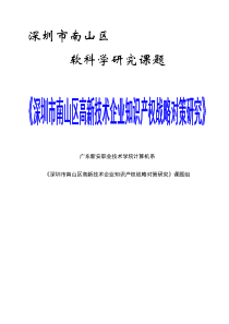 深圳市南山区高新技术企业知识产权战略对策研究