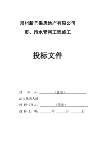 新芒果双河湾雨、污水管网工程投标书