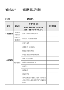 物业公司2013年物业服务质量日常工作检查表