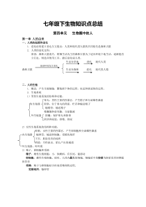 (人教版)七下生物知识点总结