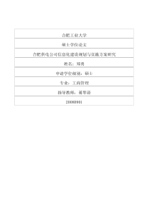 合肥供电公司信息化建设规划与实施方案研究