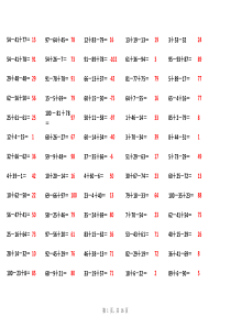 小学数学二年级1000道100以内连加连减口算题(附答案)