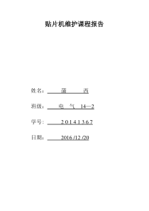 浦西贴片机维护课程报告剖析