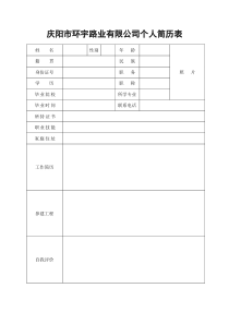 公司个人简历表格