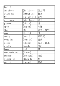 苏教版三年级英语下册单词表带音标