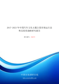 2018年中国汽车文化主题公园市场运行态势报告目录