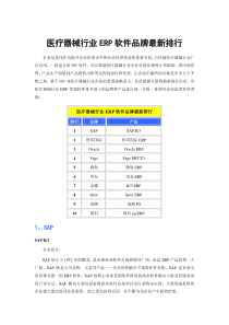 医疗器械行业ERP软件品牌排行