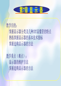 掌握显示器分类及几种CRT显像管的特点 熟练掌握显示器的基本技术指标