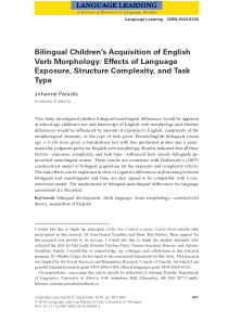 Bilingual Children’s Acquisition of English