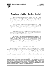 哈佛商学院运营管理案例Transitional-Infant-Care-Specialty-Hosp