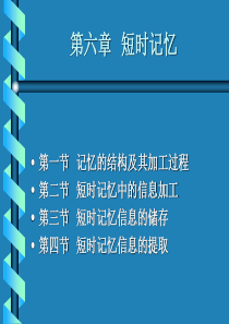 认知心理学第六章  短时记忆