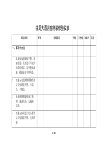 曲周大酒店客房检查表