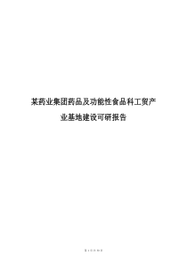 某药业集团药品及功能性食品科工贸产业基地建设可研报告