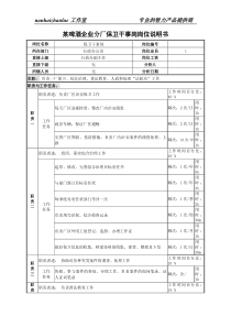 某啤酒企业分厂保卫干事岗岗位说明书