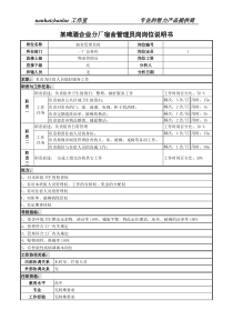 某啤酒企业分厂宿舍管理员岗岗位说明书