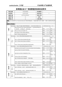 某啤酒企业分厂系统管理员岗岗位说明书.