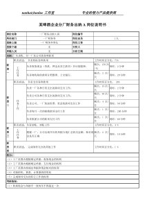 某啤酒企业分厂财务出纳a岗位说明书