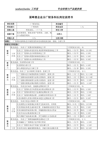 某啤酒企业分厂财务科长岗位说明书