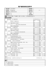 某啤酒企业客户编码岗岗位说明书