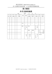 某大酒店外币兑换明细表