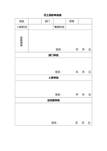 员工离职申请表模板(免费)