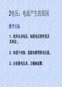 九年级物理教科版电压：电流产生的原因