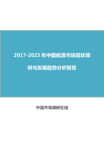 2017版中国能源市场现状调研与发展趋势分析报告