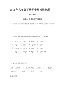 外研版小升初英语模拟题