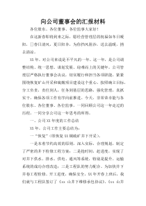 向公司董事会的汇报材料