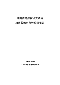 海南酒店项目收购可行性分析