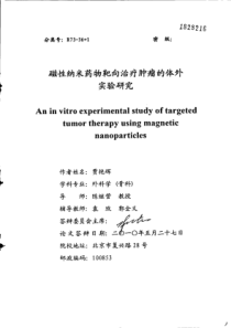 磁性纳米药物靶向治疗肿瘤的体外实验研究