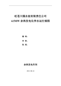 余热电站化学水处理运行规程