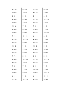 10以内减法口算题1000道