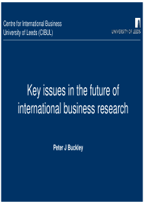 Key issues in the future of International Business