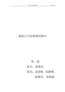 盈泓公司品牌建设探讨(品牌大作业)